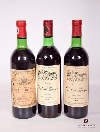 null Set of 3 bottles including:
 2 bottlesChâteau PANIGONMédoc CB1
 bottle of 1978,...