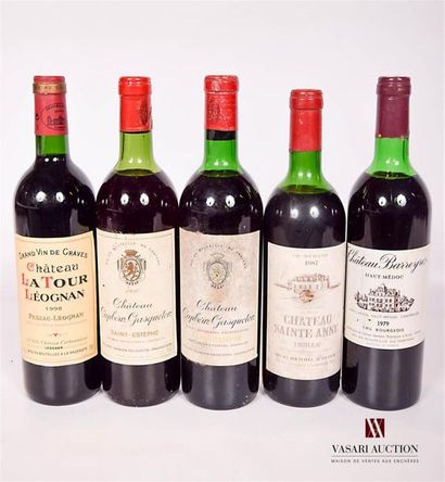 null Lot de 5 bouteilles comprenant :		
1 bouteille	Château LA TOUR LÉOGNAN	Graves	1998
2...