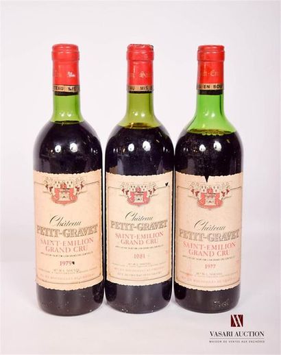 null 3 bouteilles	Château PETIT GRAVET	St Emilion GC	
	1 blle de 1981, 1 blle de...