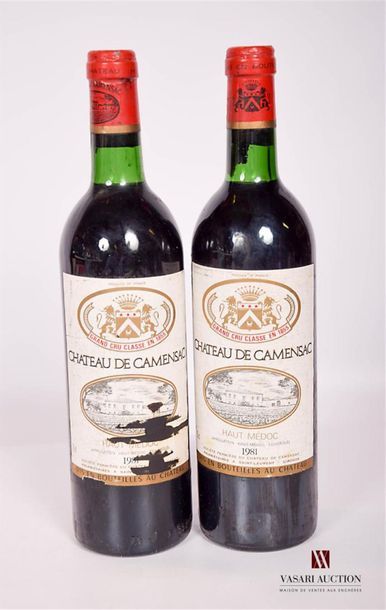 null 2 bottlesChâteau DE CAMENSACHaut Médoc GCC1981And
 withered and stained (1 torn)....