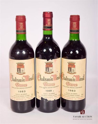 null 3 bouteilles	Château DU MIRAIL	Graves	
	1 blle de 1989, 2 blles de 1983.		
	Et....