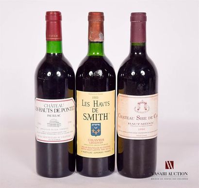 null Lot de 3 bouteilles comprenant :		
1 bouteille	Château LES HAUTS DE PONTET	Pauillac	1986
1...