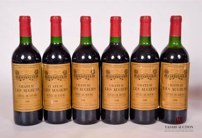 null 6 bouteilles	Château LES AUGIERS	Côtes de Bourg	1988
	Et. un peu tachées (4...