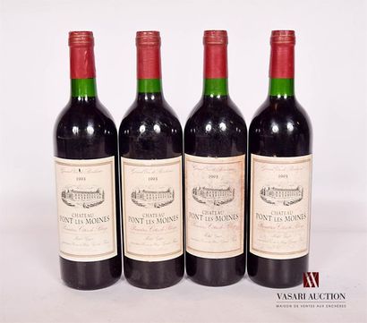 null 4 bouteilles	Château PONT LES MOINES	1ères Côtes de Blaye	1993
	Et.: 2 à peine...