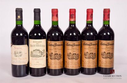 null Lot de 6 bouteilles comprenant :		
1 bouteille	Château PAGNON	Bergerac	1992
1...