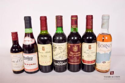 null Lot de 7 bouteilles de vins d'Espagne comprenant :		
1 Quart	RIOJA Carta de...