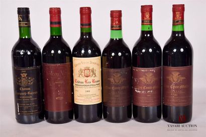 null Set of 6 bottles including:
 1 bottleChâteau POURQUEY GAZEAUBordeaux1988
1 bottleChâteau...