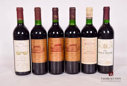 null Set of 6 bottles including:
 1 bottleChâteau PEYRE LEBADEListrac Médoc CB1990
3...