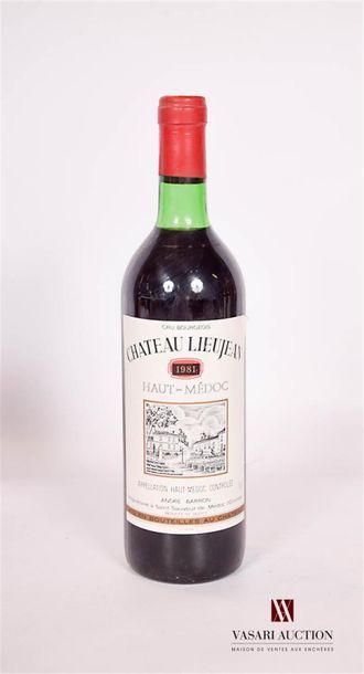 null 1 bouteille Château LIEUJEAN	Haut Médoc	1981
	Et. excellente. N : bas goulot/...