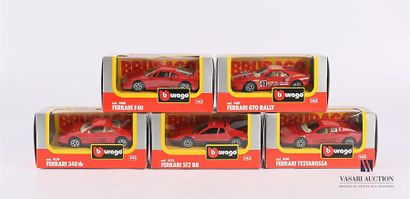 null BURAGO
Lot de cinq voitures miniatures 1/43 comprenant : Ferrari GTO Rally,...