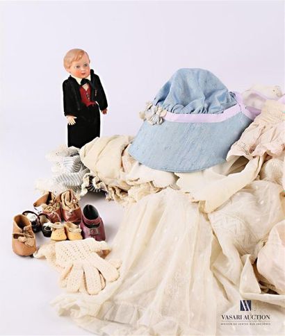 null Lot de vêtements de poupée/bébé comprenant des chaussures de poupées, un chapeau,...
