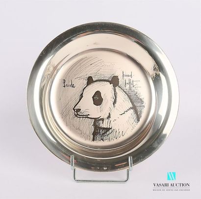 null BUFFET Bernard (1928-1999), d'après
Panda 
 Assiette en argent gravée à l'eau...