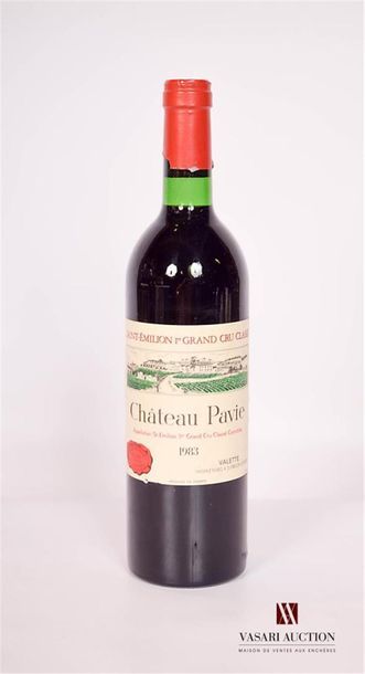 null 1 bouteille	Château PAVIE	St Emilion 1er GCC	1983
	Et. à peine tachée (1 accroc)....