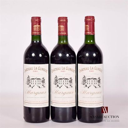 null 3 bouteilles	Château LA GURGUE	Margaux	1985
	Et. tachées. N : 1 bas goulot,...