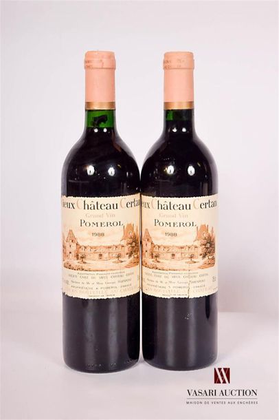 null 2 bouteilles VIEUX Château
?????CERTAN Pomerol 1988
Et. légèrement usées (1...