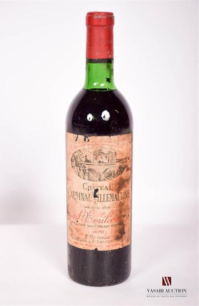null 1 bouteille	Château CARDINAL VILLEMAURINE	St Emilion GC	1970
	Et. tachée et...