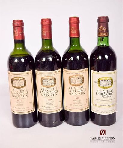 null 4 bouteilles	Château LABÉGORCE	Margaux	
	1 blle de 1980, 3 blles de 1979		
	Et....