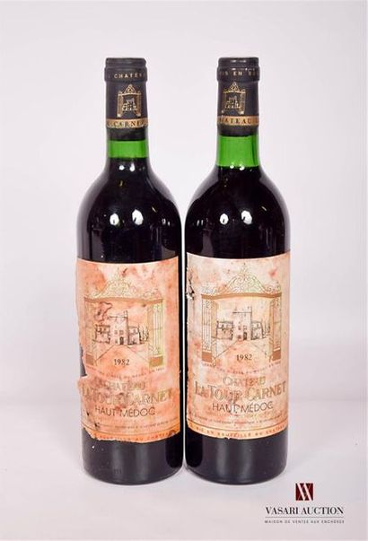 null 2 bouteilles	Château LA TOUR CARNET	Haut Médoc GCC	1982
	Et. fanées, très tachées...