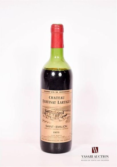 null 1 bouteille	Château BERTINAT LARTIGUE	St Emilion	1975
	Et. un peu fanée et usée....