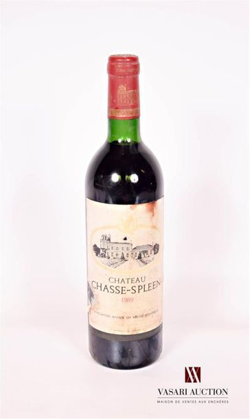 null 1 bouteille	Château CHASSE SPLEEN	Moulis	1989
	Et. fanée, tachée et déchirée...