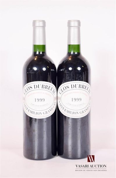 null 2 bouteilles	CLOS DUBREUIL	St Emilion GC	1999
	Et. excellentes. N : 1 bas goulot,...