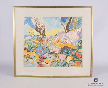 null MARECHAL Claude (1925-2009) Sunny

landscape Lithograph reworked with gouache...
