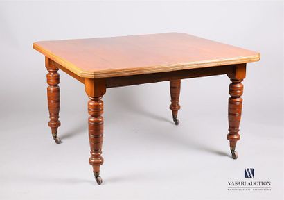 null Dining table in mahogany veneer, the rectangular shaped tray with cut edges...