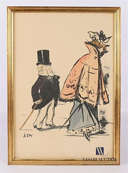 SEM' (1863-1934) d'après Carricature de couple...