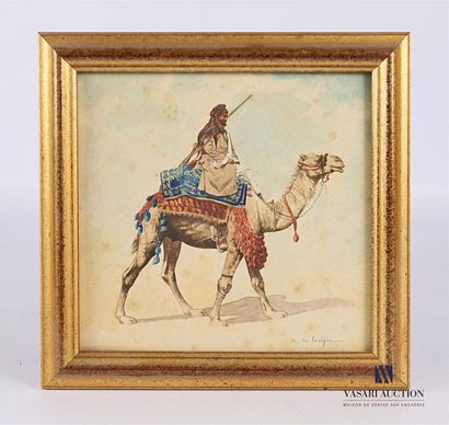 null DE LAVIGNE A.
Touareg on a camel
Watercolour on paper 
Signed bottom right 
(spots)...