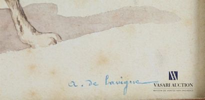 null DE LAVIGNE A.
Touareg sur un dromadaire
Aquarelle sur papier 
Signée en bas...