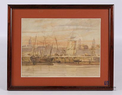 null VARLEY R? (19th century)
- Port view at sunset
- Port view at low
tide Two watercolours...