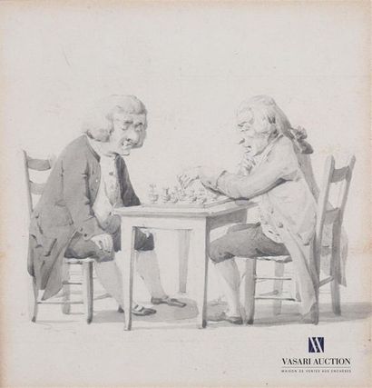 null Töpffer Adam (1766-1847)
Les joueurs d'échec 
Encre sur papier
Signée en bas...