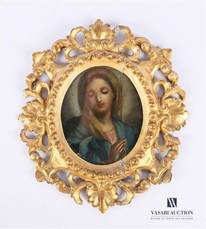 null French school of the 18th century 
Portrait of the Virgin 
Painting on copper
Oval...