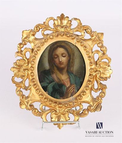 null French school of the 18th century 
Portrait of the Virgin 
Painting on copper
Oval...