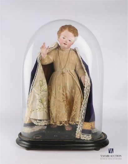 null Sculpture in boiled cardboard and plaster depicting a child wearing priestly...