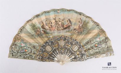 null Folded fan, the printed paper sheet enhanced with gouache of a mythological...