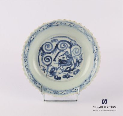 null CHINA
A blue white porcelain soup plate decorated with plants and scrolls in...