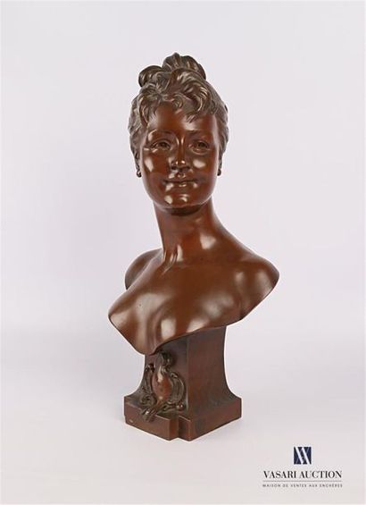 null PINEDO Emile (1840-1916) Bronze 
Lily
with brown
patina Titled in a cartouche,...