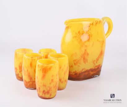 null DAUM Nancy Orangeade
set in orange-yellow marbled glass with one decanter and...