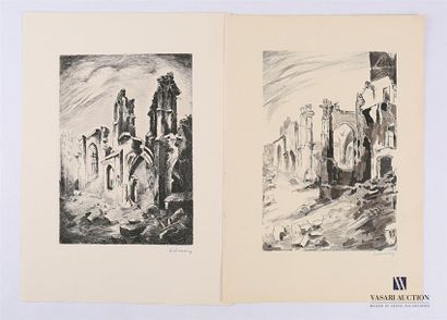 null Emile Henry TILMANS (1888-1960)
Set including a drawing and an engraving representing...