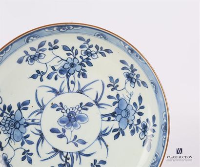 null CHINA 
Porcelain plate with blue white decoration of a medallion decorated with...