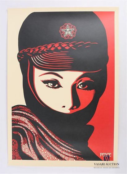 null FAIREY Shepard (born 1970) 
Mujer Fatale - Peace
Offset printing on paper 
Signed...