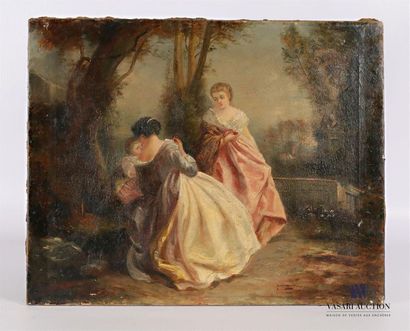 null Ecole française du XIXèe siècle
Jeunes femmes dans le parc
Huile sur toile
47...