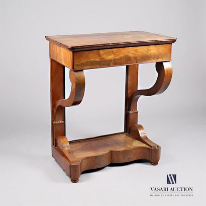 null Console in moulded veneer wood, the rectangular top, it opens with a drawer...