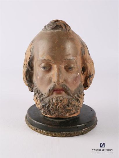 null Saint John the Baptist's head in polychrome terracotta fixed on a
19th century...