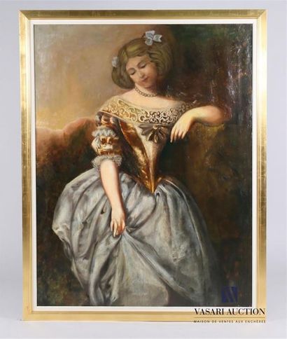 null Ecole française du XXème siècle
Portrait d ejeune fille au corset et collier...