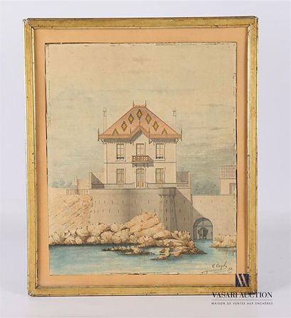 null CAYOL E. (end of the XIX century) Architectural
view of a house by the sea
Watercolour...