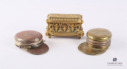 null Set of two boxes in the shape of a brass cap of a Navy Captain and a rectangular...