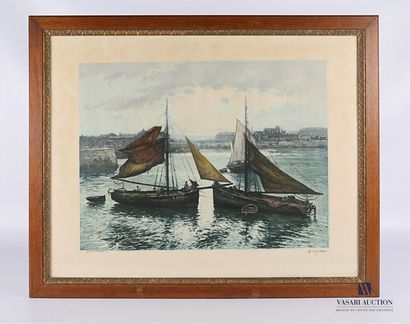 null LAFITTE Alphonse (1863-?)
Bateaux dans le port 
Eau forte
Signée en bas à droite...