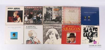 null Lot de dix vinyles :
- Patrick Abrial Condamné Amour - 1 disque 33T sous pochette...
